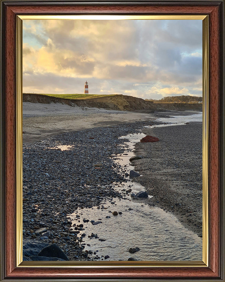 Happisburgh Beach and lighthouse Norfolk at sunset Photo Print - Canvas - Framed Photo Print - Hampshire Prints