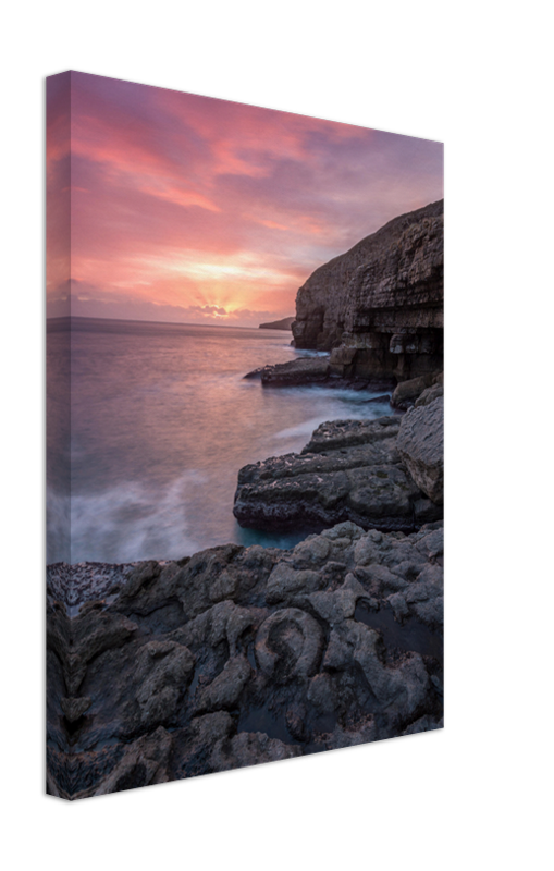 Dancing Ledge Swanage Dorset at sunset Photo Print - Canvas - Framed Photo Print - Hampshire Prints