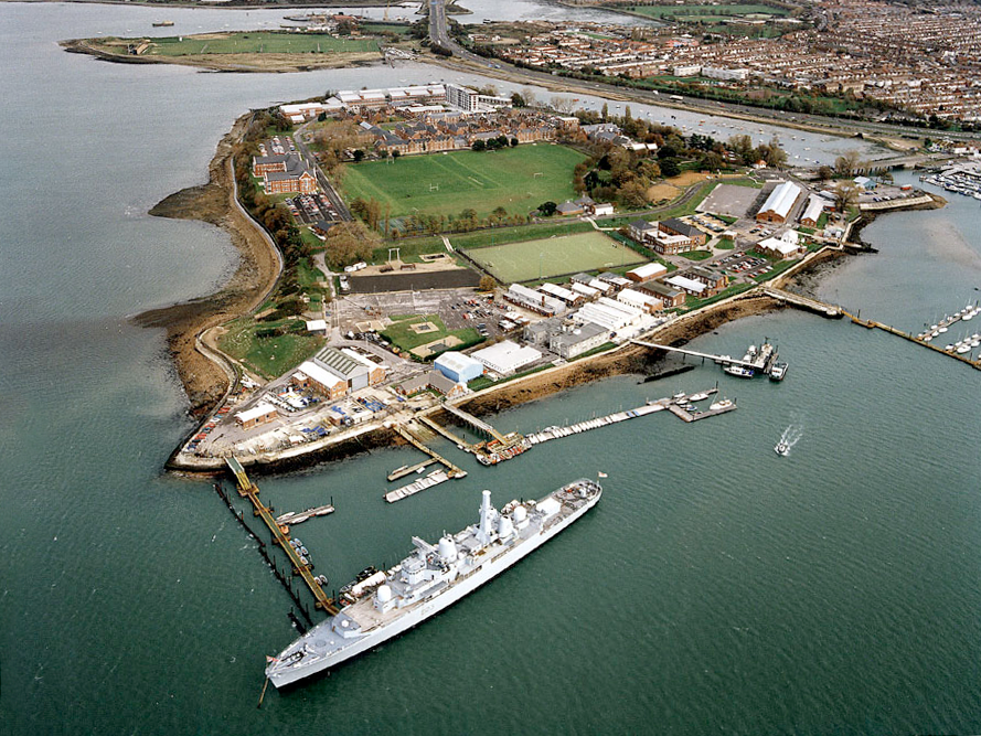 HMS Excellent (Leach Building) Royal Navy shore establishment Aerial Photo Print or Framed Photo Print - Hampshire Prints