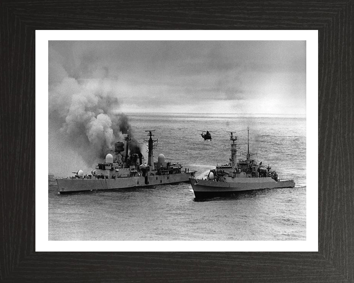 HMS Arrow F173 alongside HMS Sheffield D80 in the Falklands war Photo Print or Framed Print - Hampshire Prints