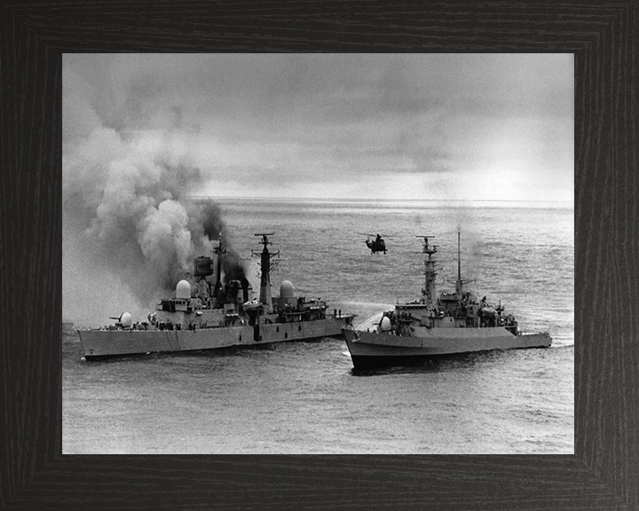 HMS Arrow F173 alongside HMS Sheffield D80 in the Falklands war Photo Print or Framed Print - Hampshire Prints