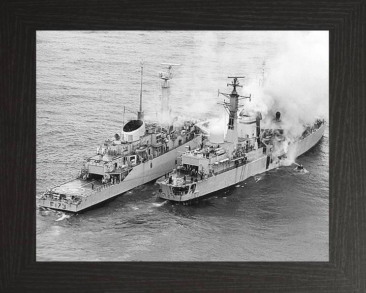 HMS Arrow F173 alongside HMS Sheffield D80 During the Falklands War Photo Print or Framed Print - Hampshire Prints