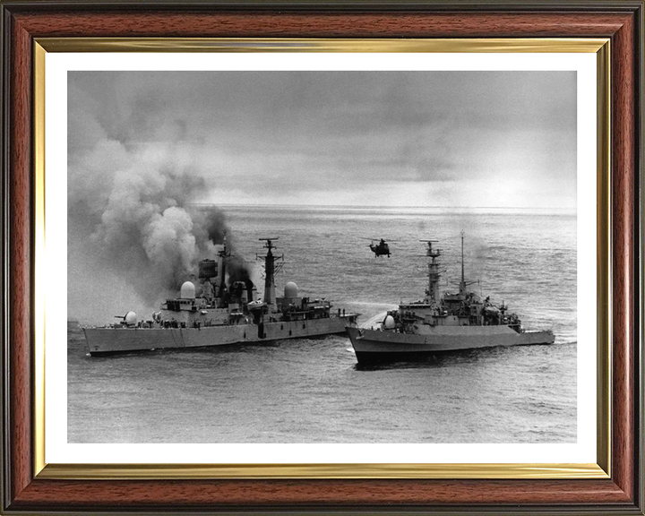 HMS Arrow F173 alongside HMS Sheffield D80 in the Falklands war Photo Print or Framed Print - Hampshire Prints