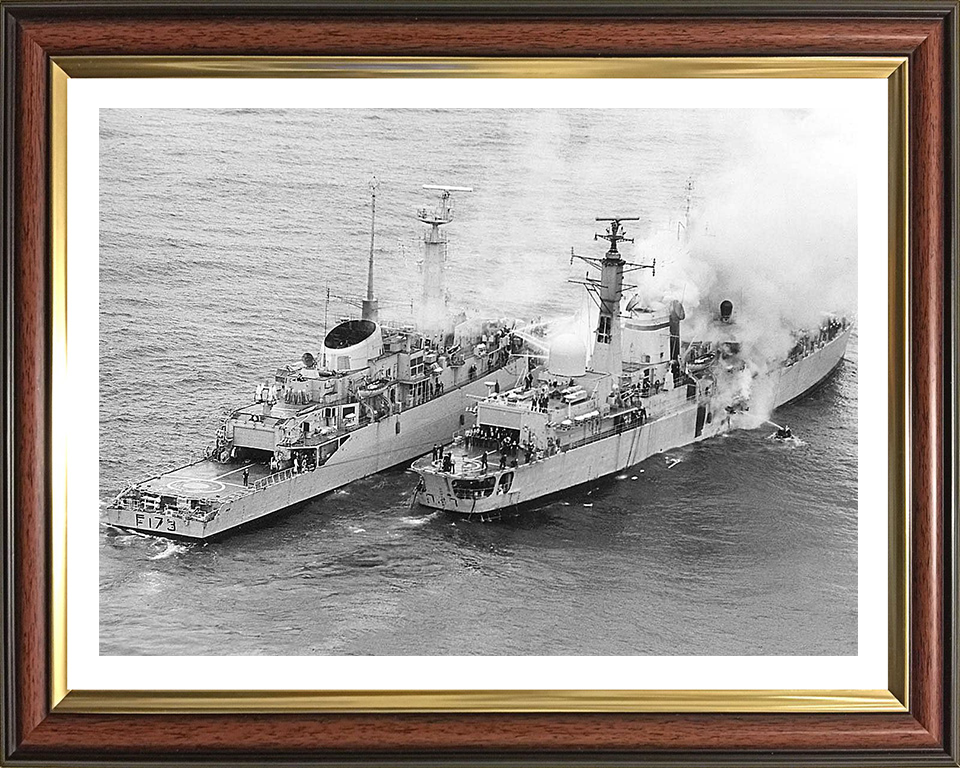 HMS Arrow F173 alongside HMS Sheffield D80 During the Falklands War Photo Print or Framed Print - Hampshire Prints